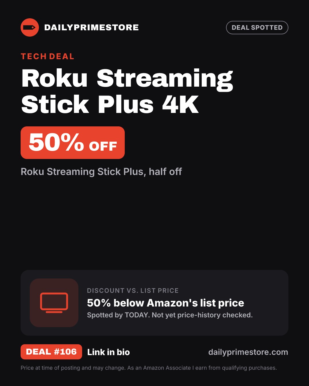 50% off: Roku Streaming Stick Plus 4K