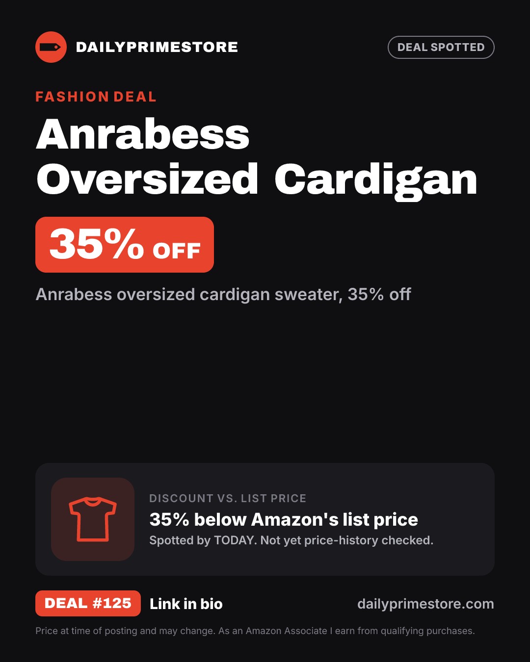 35% off: Anrabess Oversized Cardigan