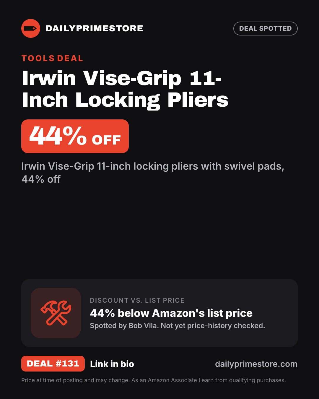 44% off: Irwin Vise-Grip 11-Inch Locking Pliers
