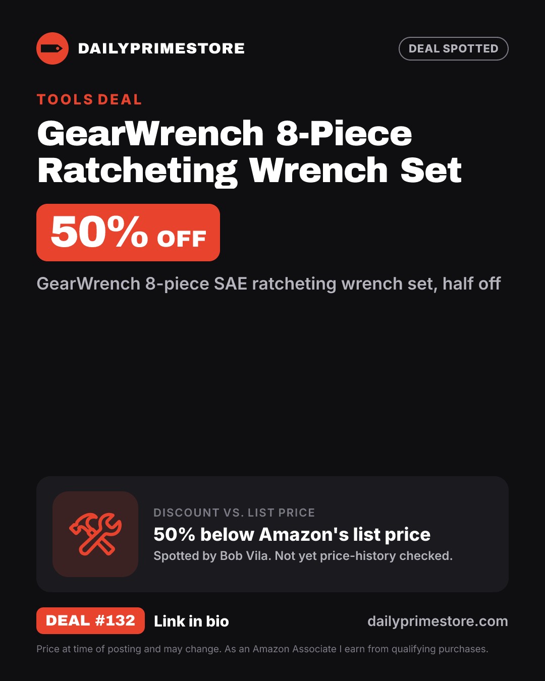 50% off: GearWrench 8-Piece Ratcheting Wrench Set