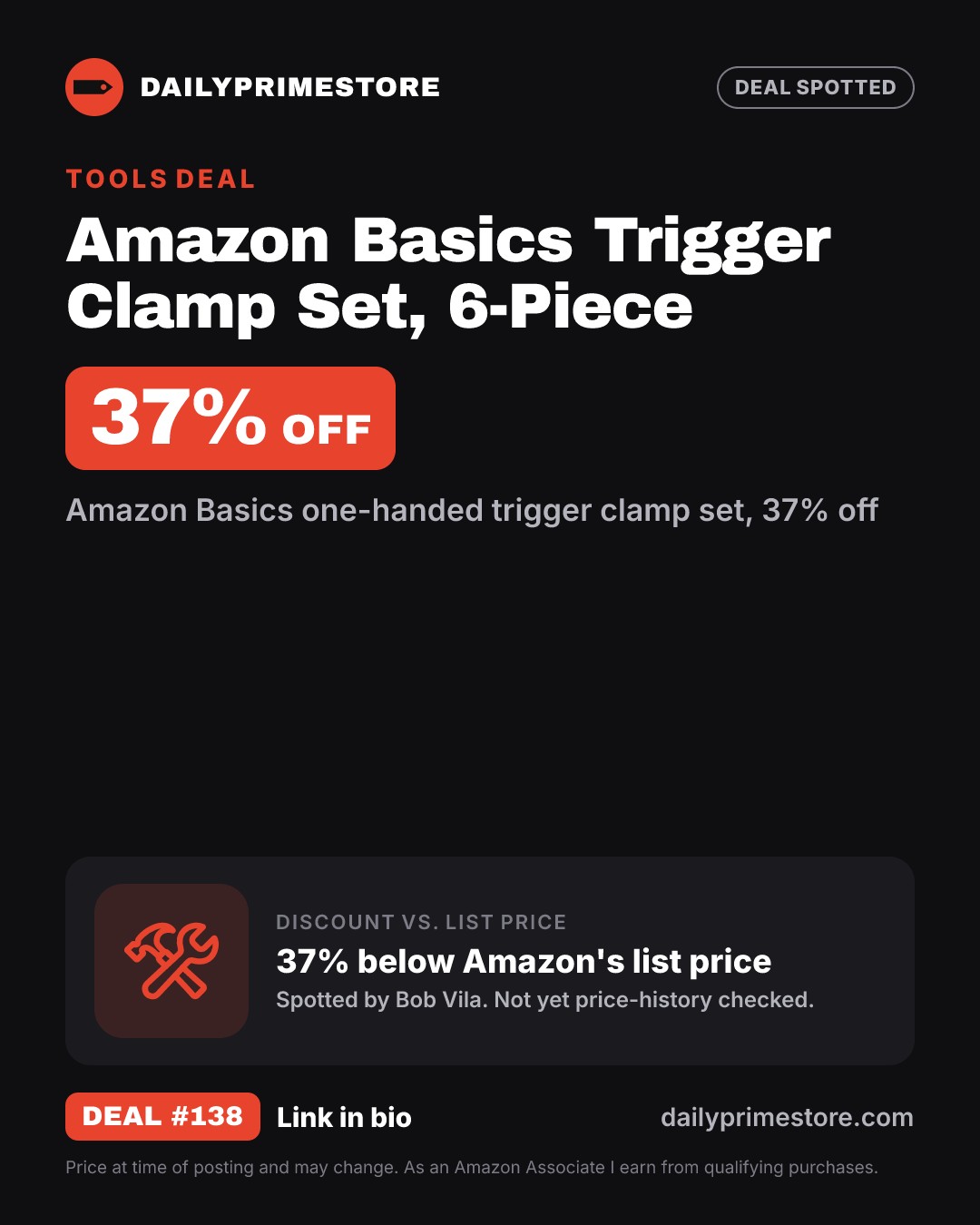 37% off: Amazon Basics Trigger Clamp Set, 6-Piece