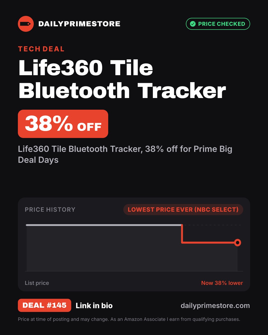 38% off: Life360 Tile Bluetooth Tracker