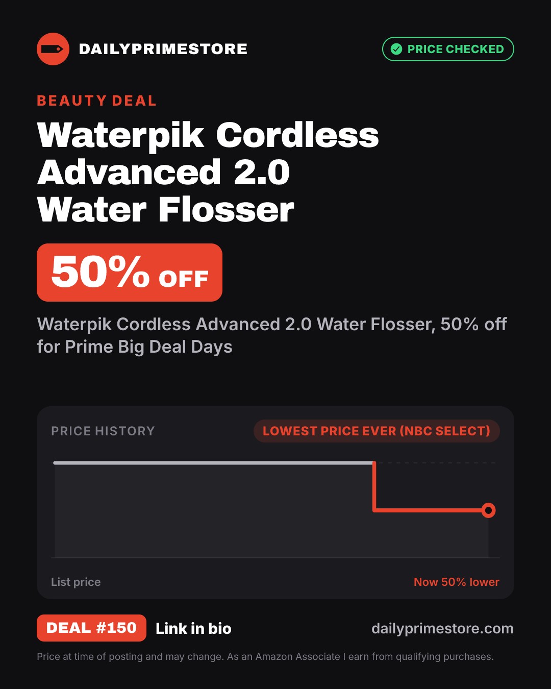 50% off: Waterpik Cordless Advanced 2.0 Water Flosser