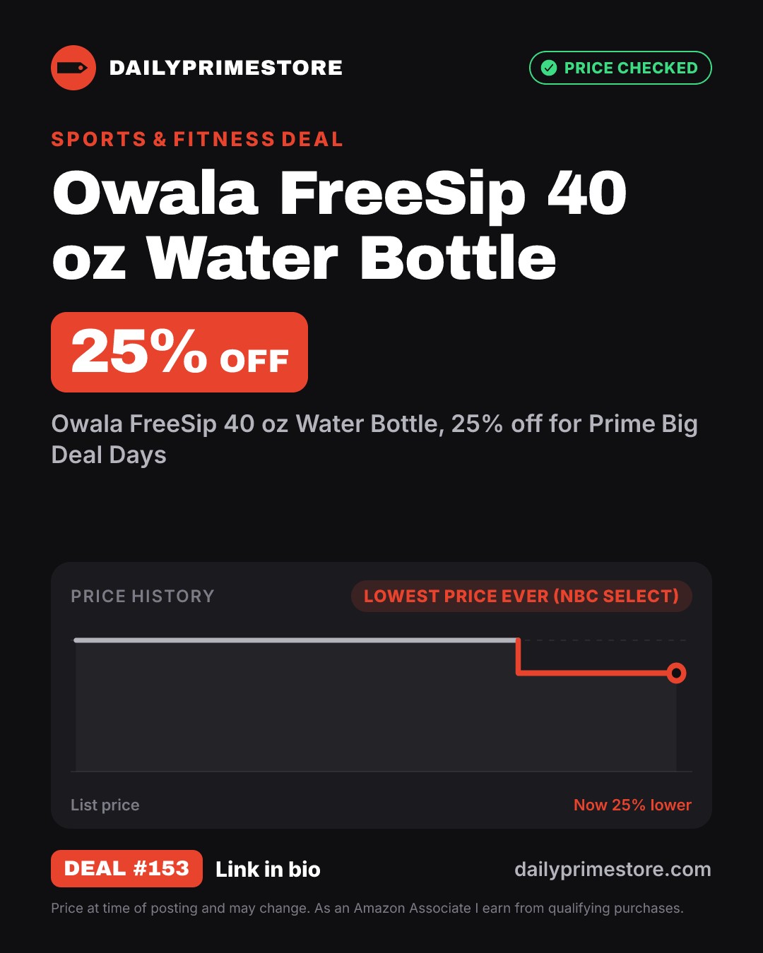 25% off: Owala FreeSip 40 oz Water Bottle