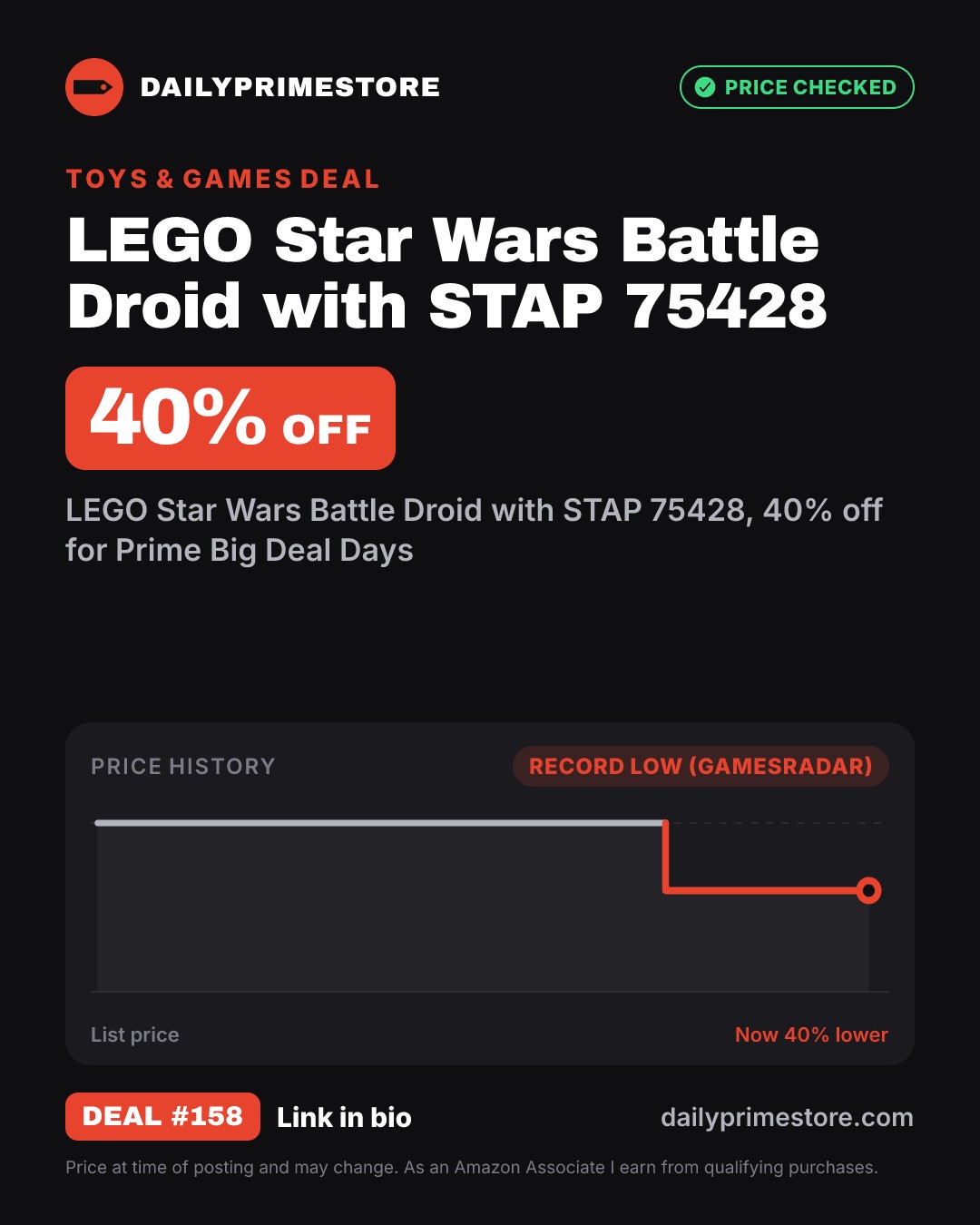 40% off: LEGO Star Wars Battle Droid with STAP 75428