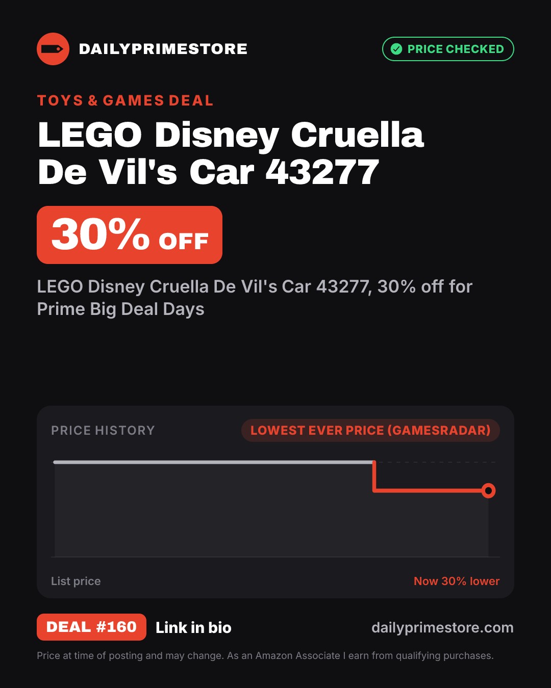 30% off: LEGO Disney Cruella De Vil's Car 43277