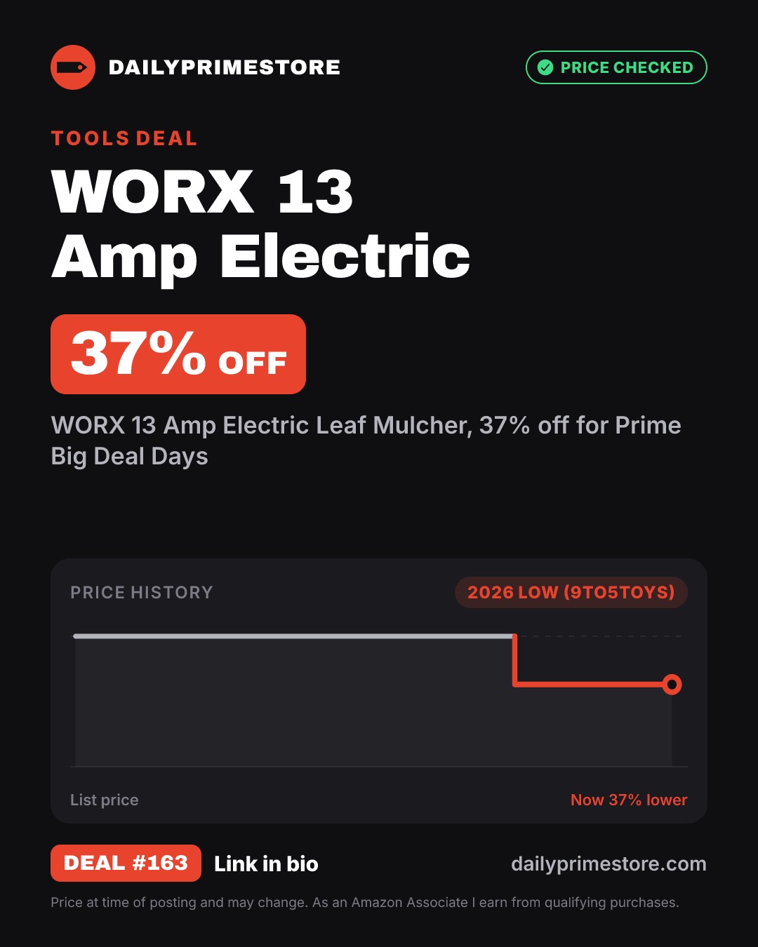 37% off: WORX 13 Amp Electric Leaf Mulcher