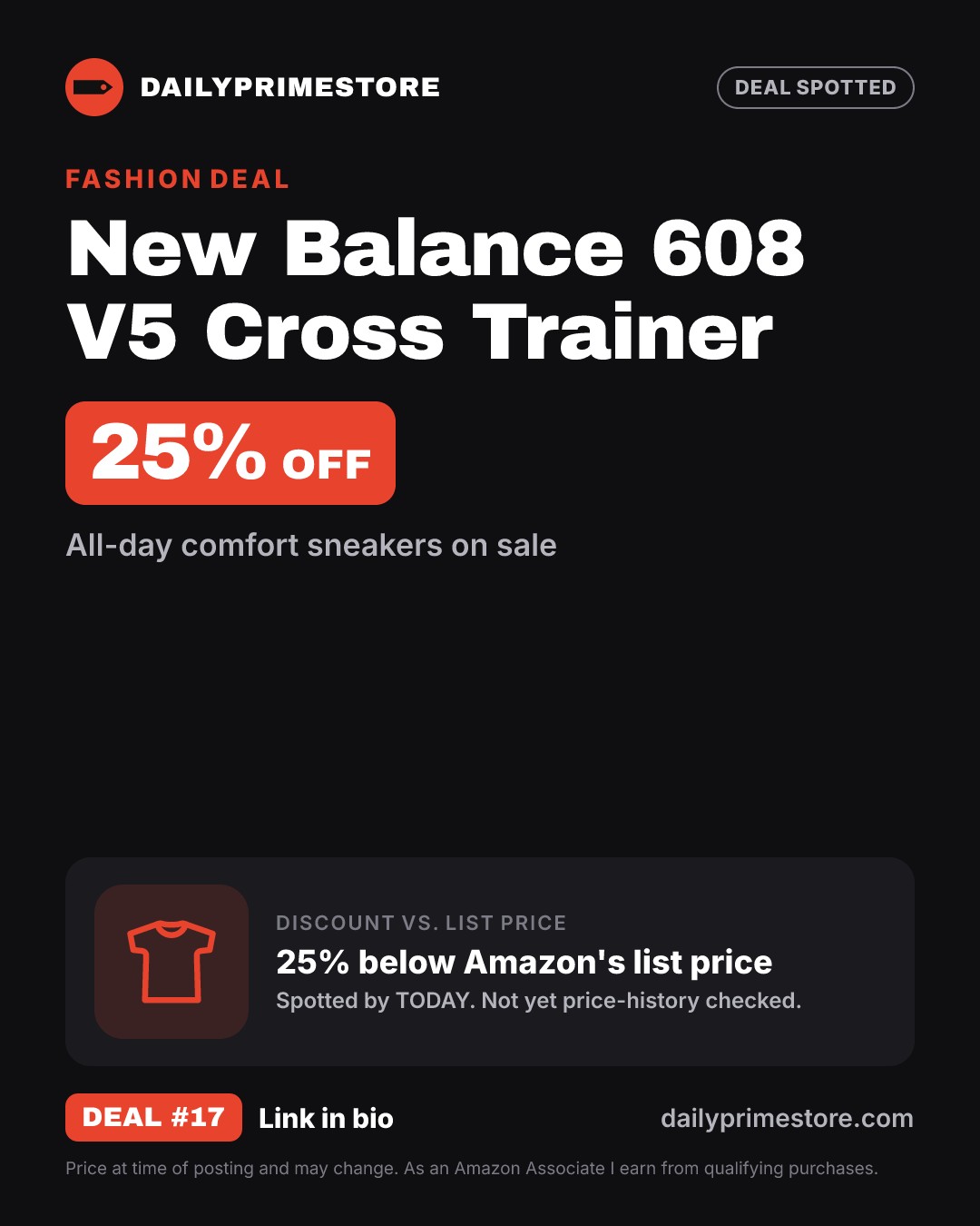 25% off: New Balance 608 V5 Cross Trainer
