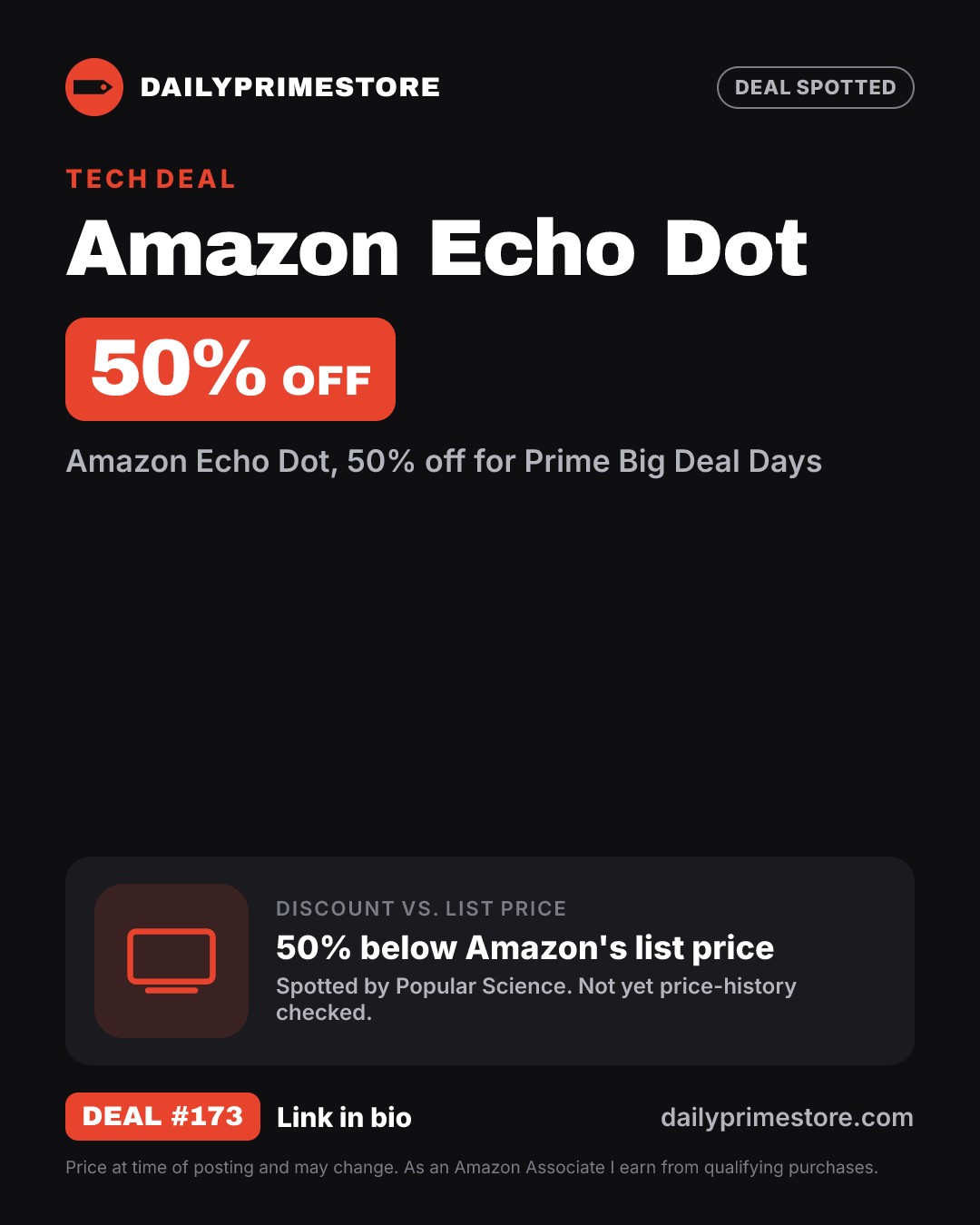 50% off: Amazon Echo Dot