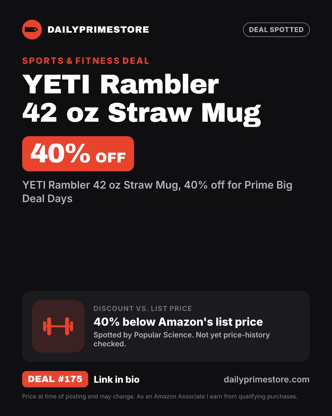 40% off: YETI Rambler 42 oz Straw Mug