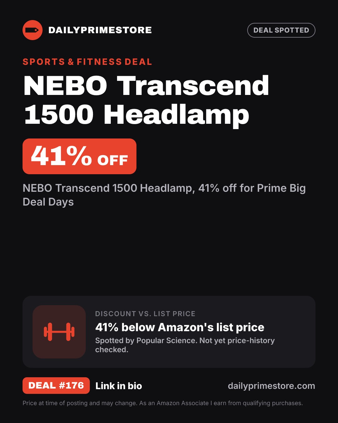 41% off: NEBO Transcend 1500 Headlamp