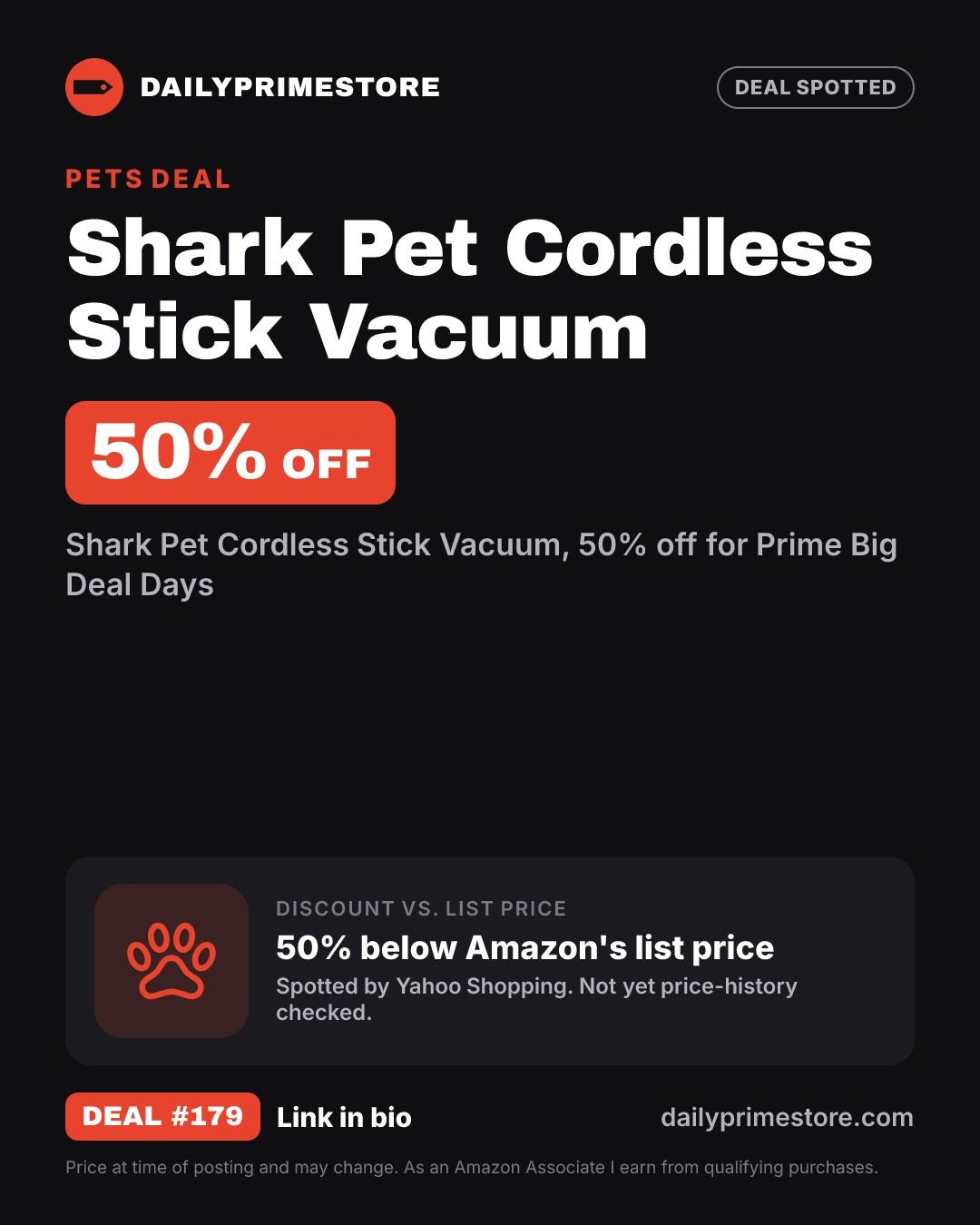 50% off: Shark Pet Cordless Stick Vacuum