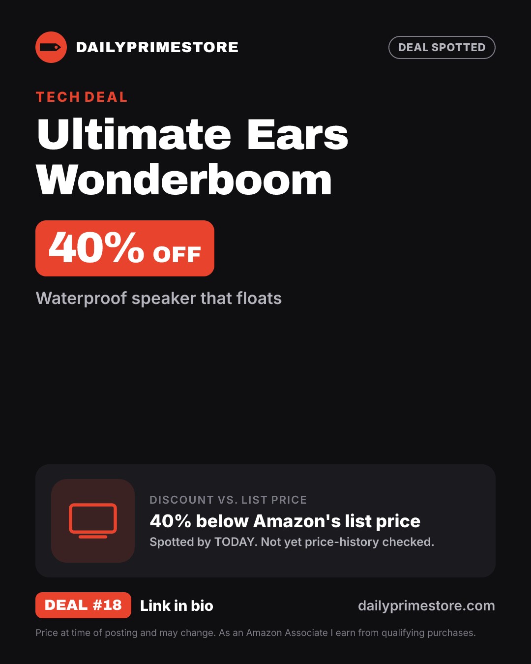 40% off: Ultimate Ears Wonderboom 4 Speaker
