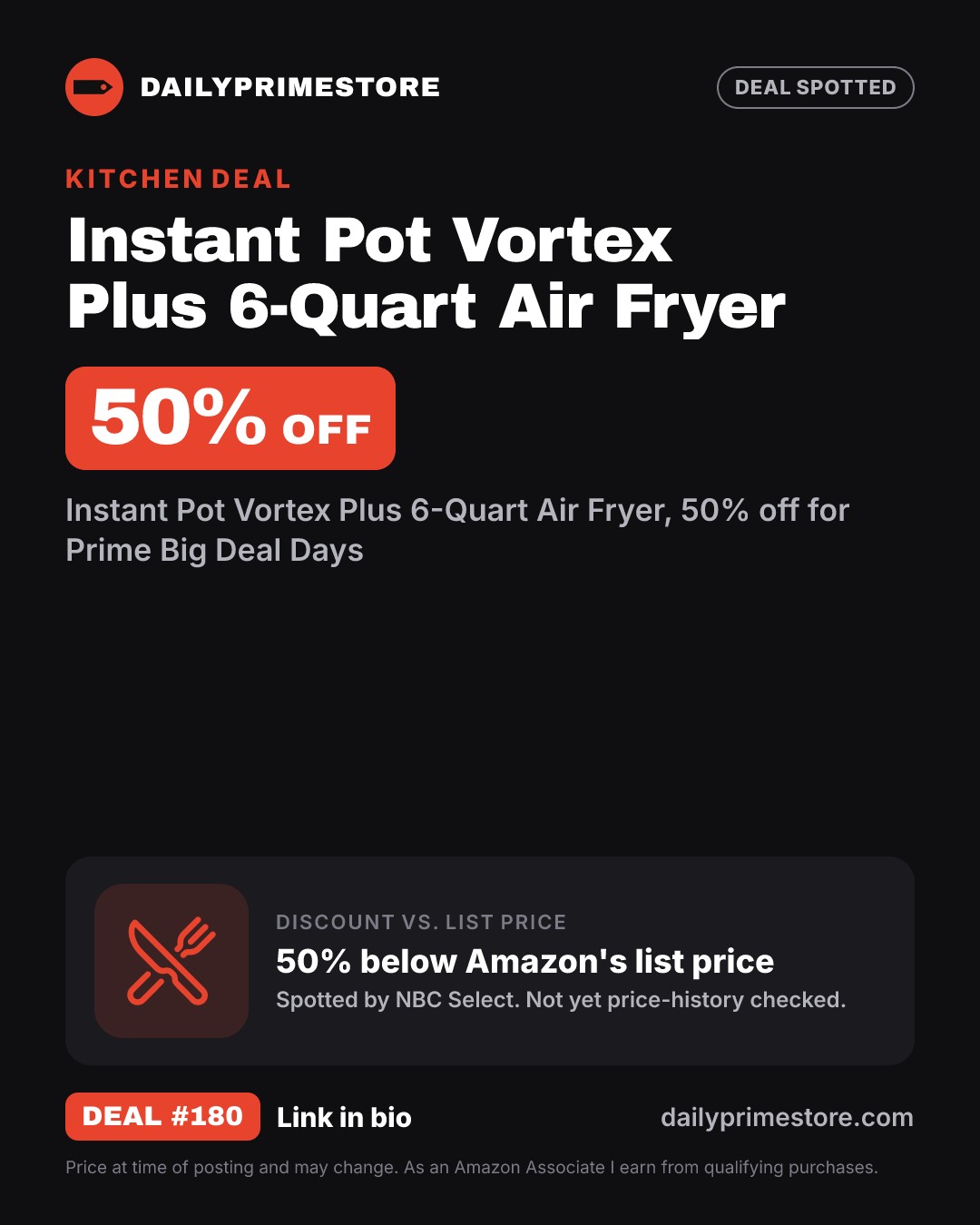 50% off: Instant Pot Vortex Plus 6-Quart Air Fryer