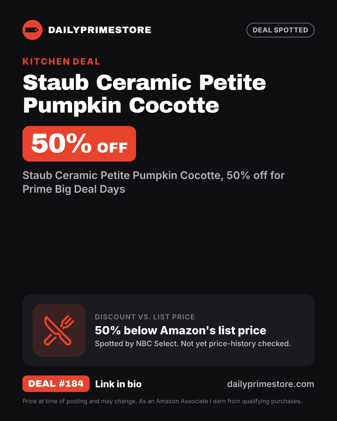 50% off: Staub Ceramic Petite Pumpkin Cocotte