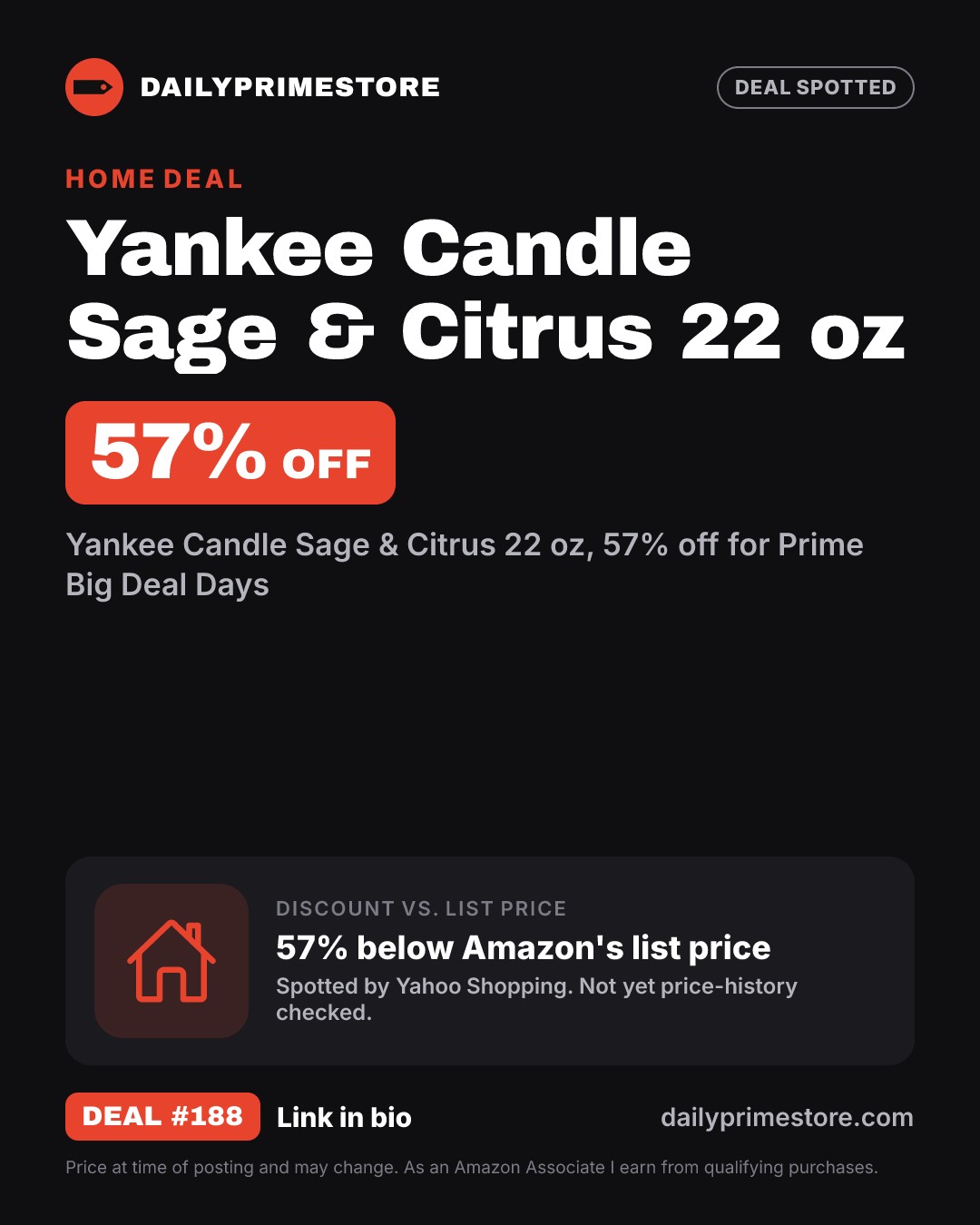 57% off: Yankee Candle Sage & Citrus 22 oz