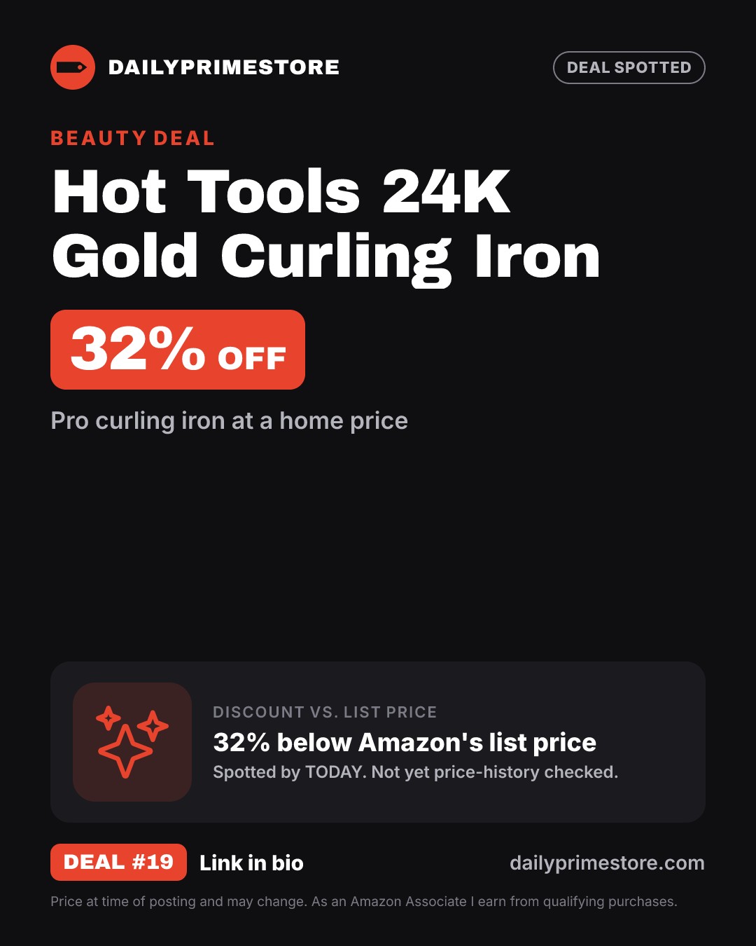 32% off: Hot Tools 24K Gold Curling Iron