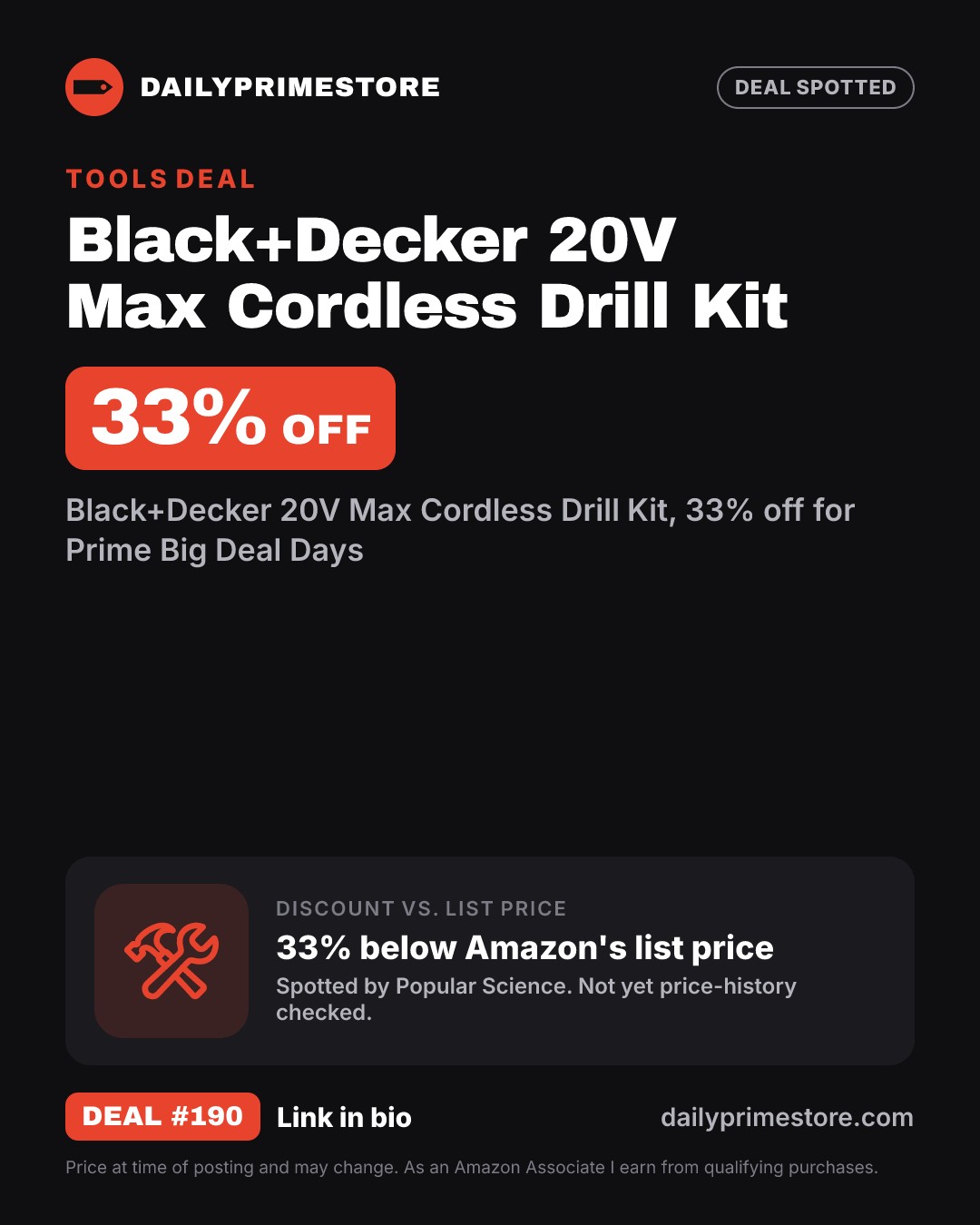 33% off: Black+Decker 20V Max Cordless Drill Kit