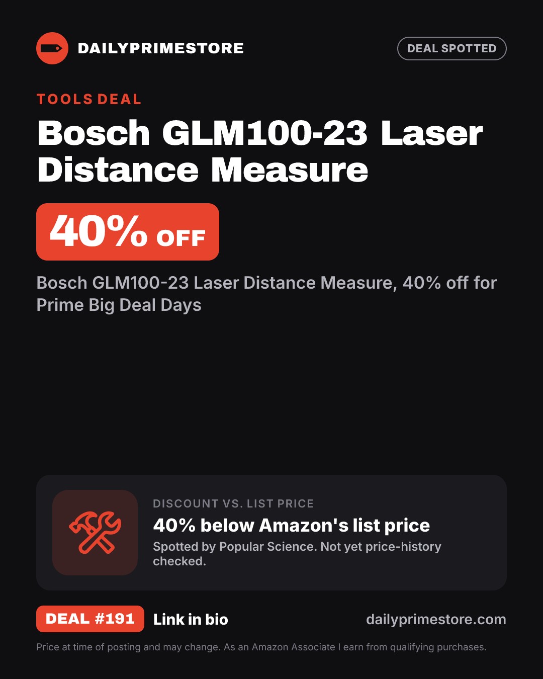 40% off: Bosch GLM100-23 Laser Distance Measure