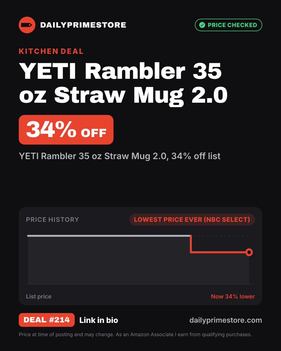 34% off: YETI Rambler 35 oz Straw Mug 2.0