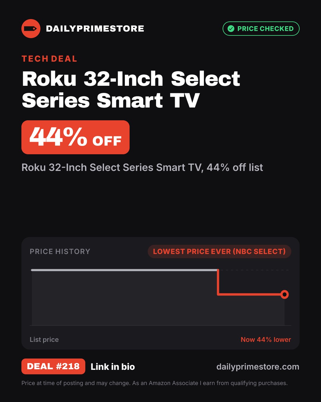 44% off: Roku 32-Inch Select Series Smart TV
