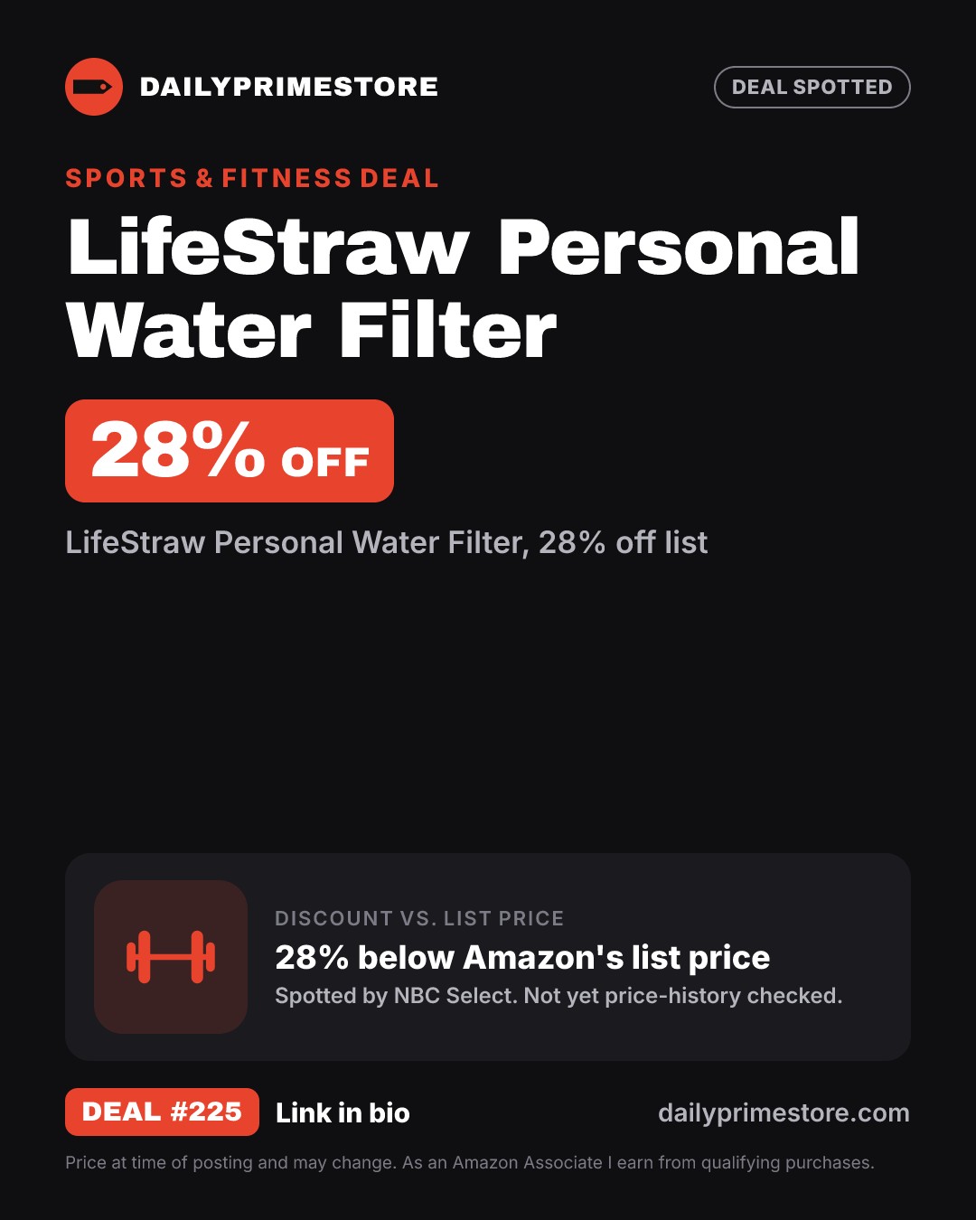 28% off: LifeStraw Personal Water Filter
