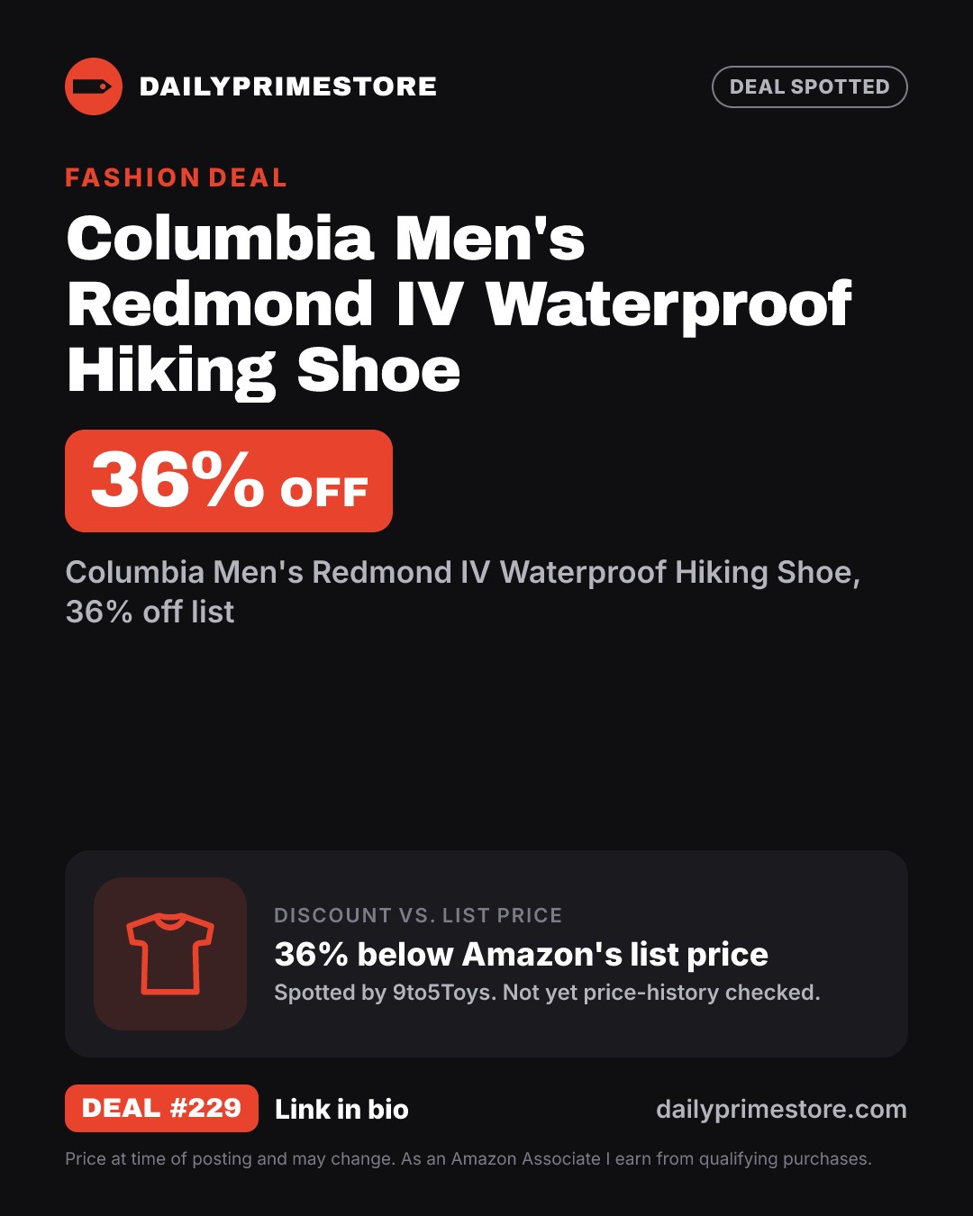 36% off: Columbia Men's Redmond IV Waterproof Hiking Shoe