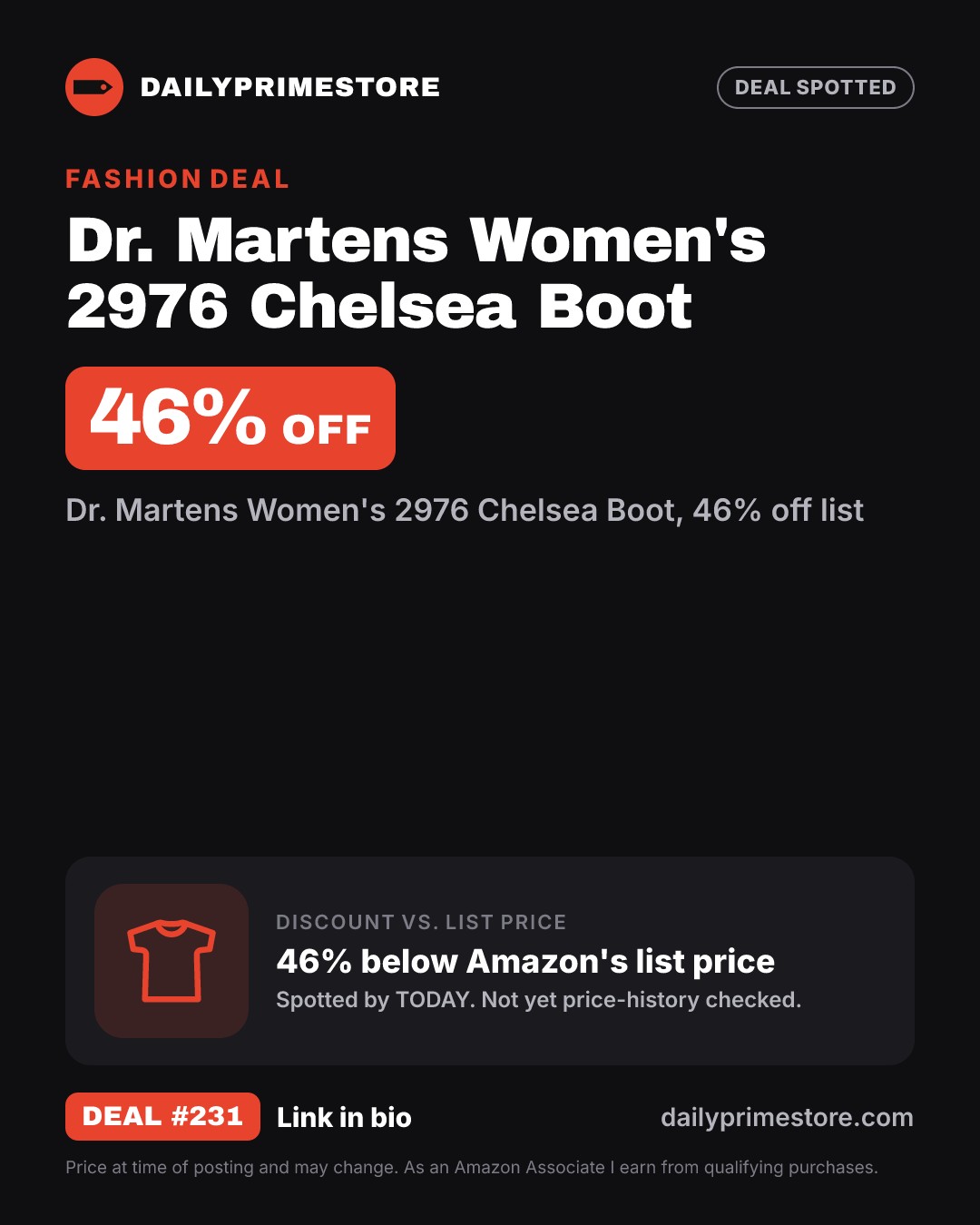 46% off: Dr. Martens Women's 2976 Chelsea Boot