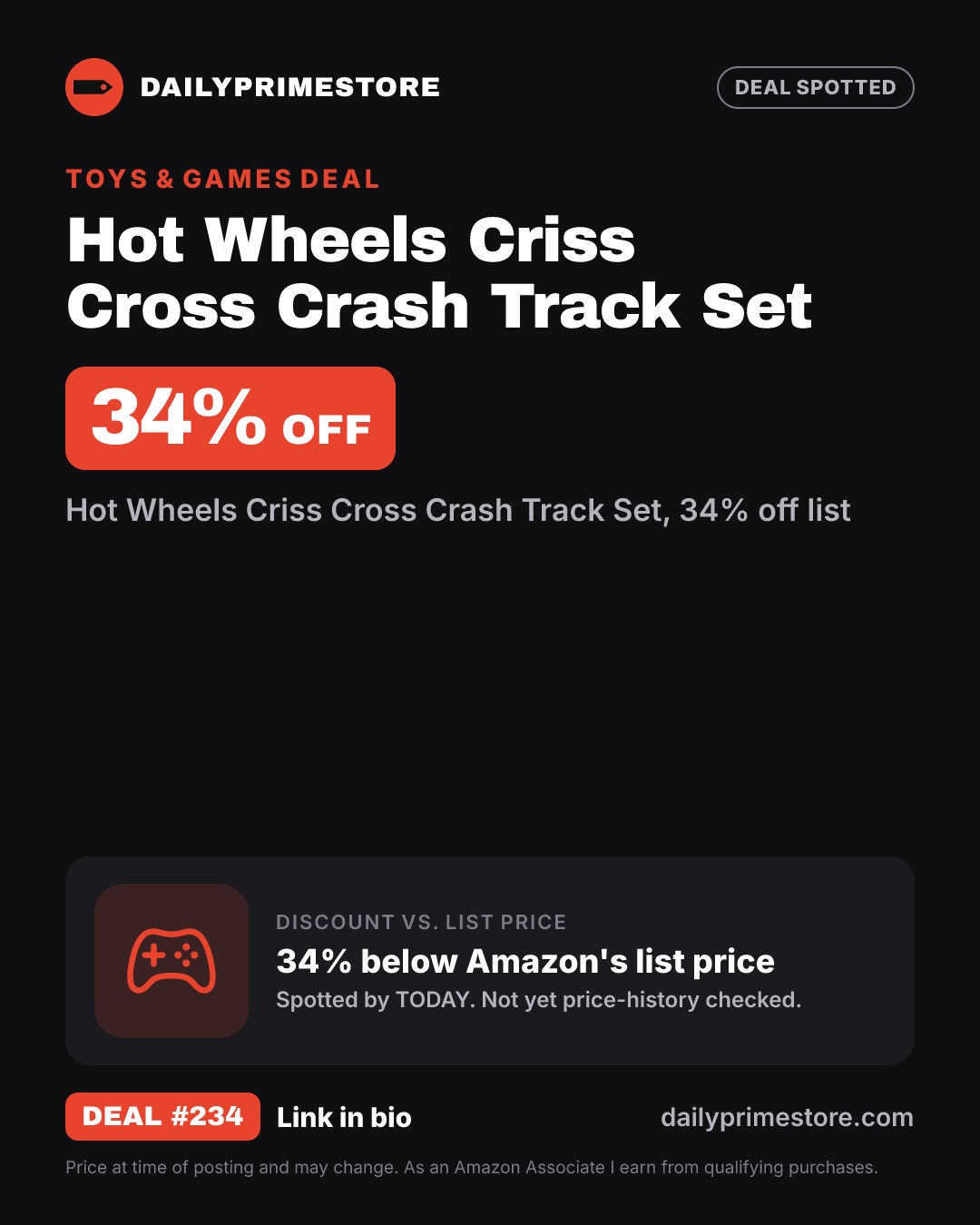 34% off: Hot Wheels Criss Cross Crash Track Set