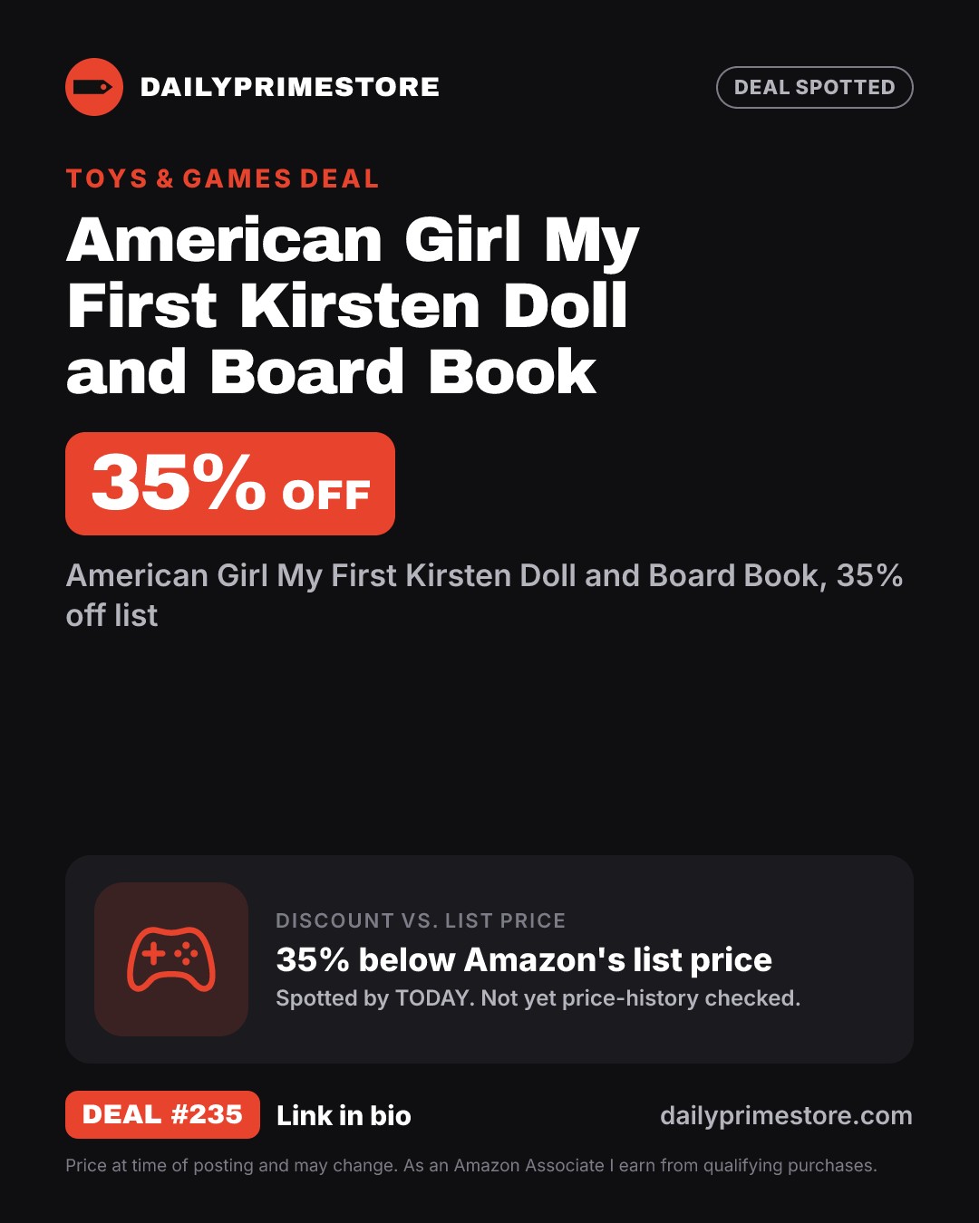 35% off: American Girl My First Kirsten Doll and Board Book