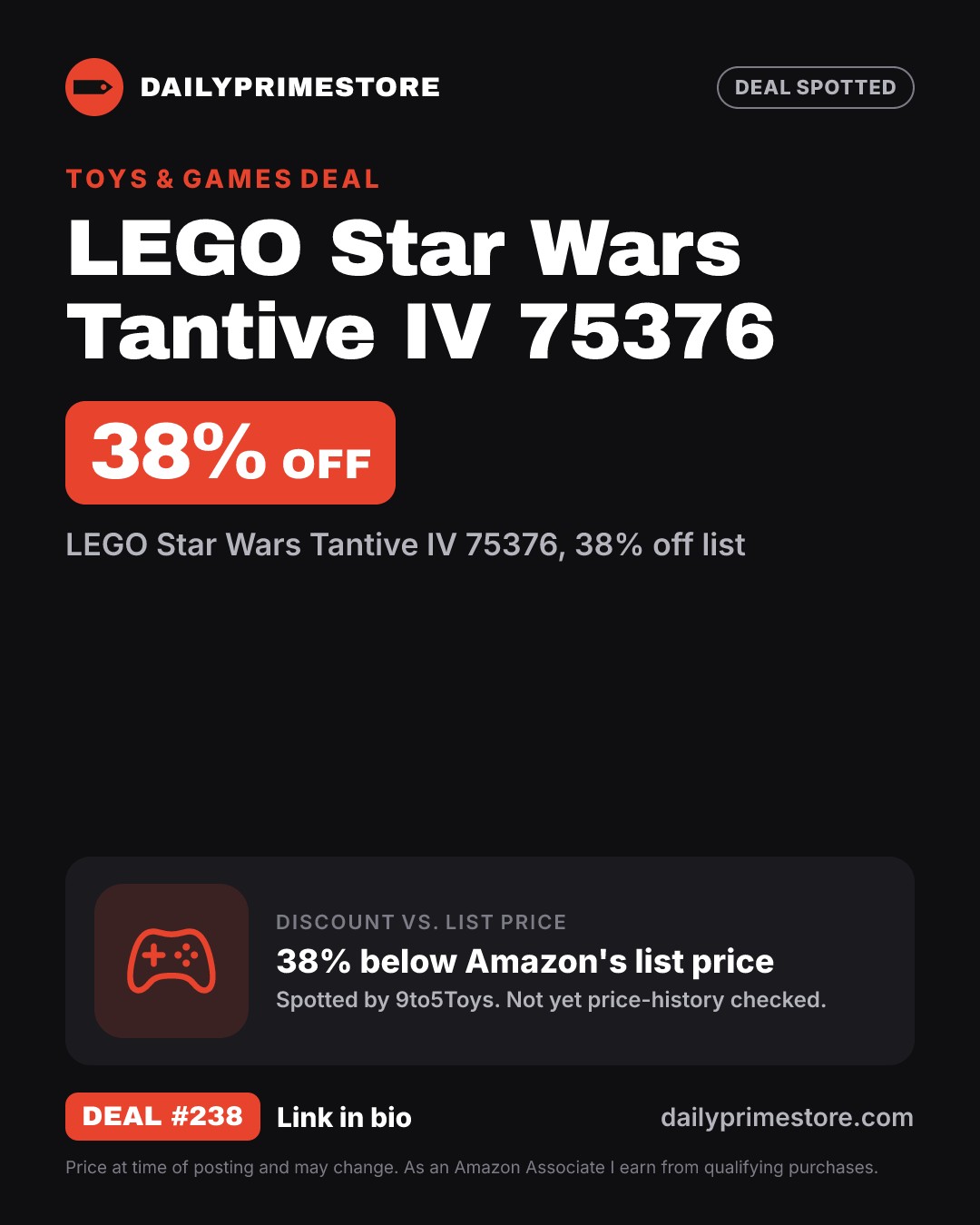 38% off: LEGO Star Wars Tantive IV 75376
