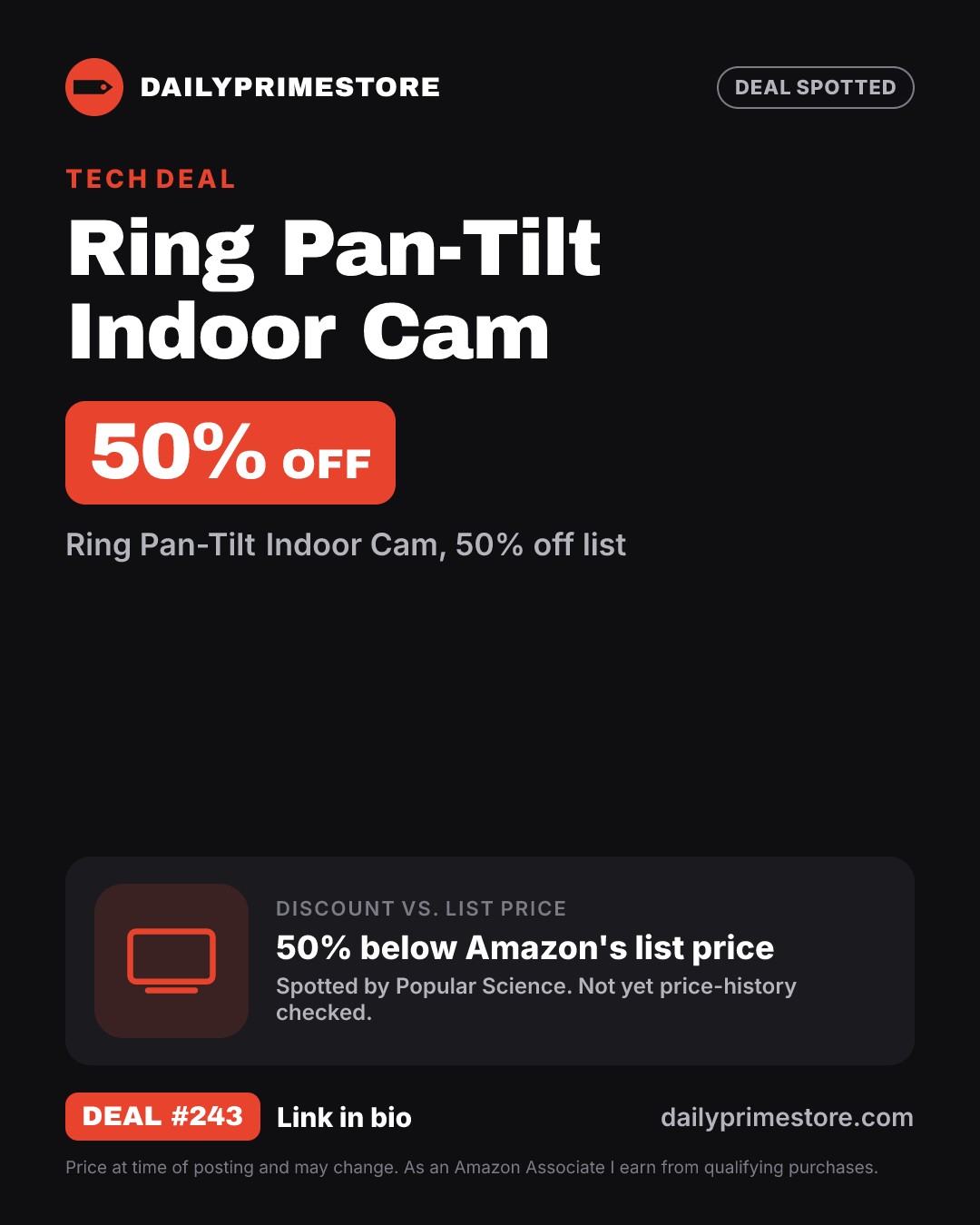 50% off: Ring Pan-Tilt Indoor Cam
