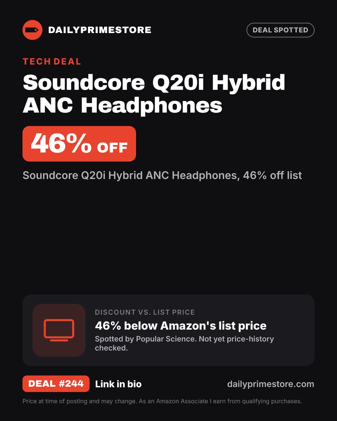 46% off: Soundcore Q20i Hybrid ANC Headphones