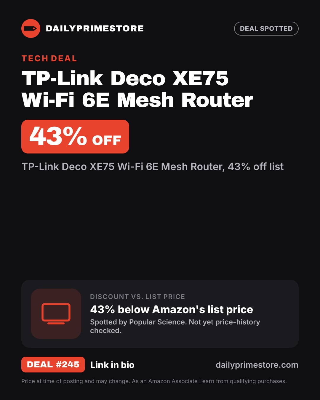 43% off: TP-Link Deco XE75 Wi-Fi 6E Mesh Router