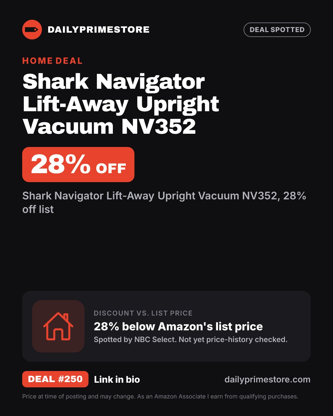 28% off: Shark Navigator Lift-Away Upright Vacuum NV352