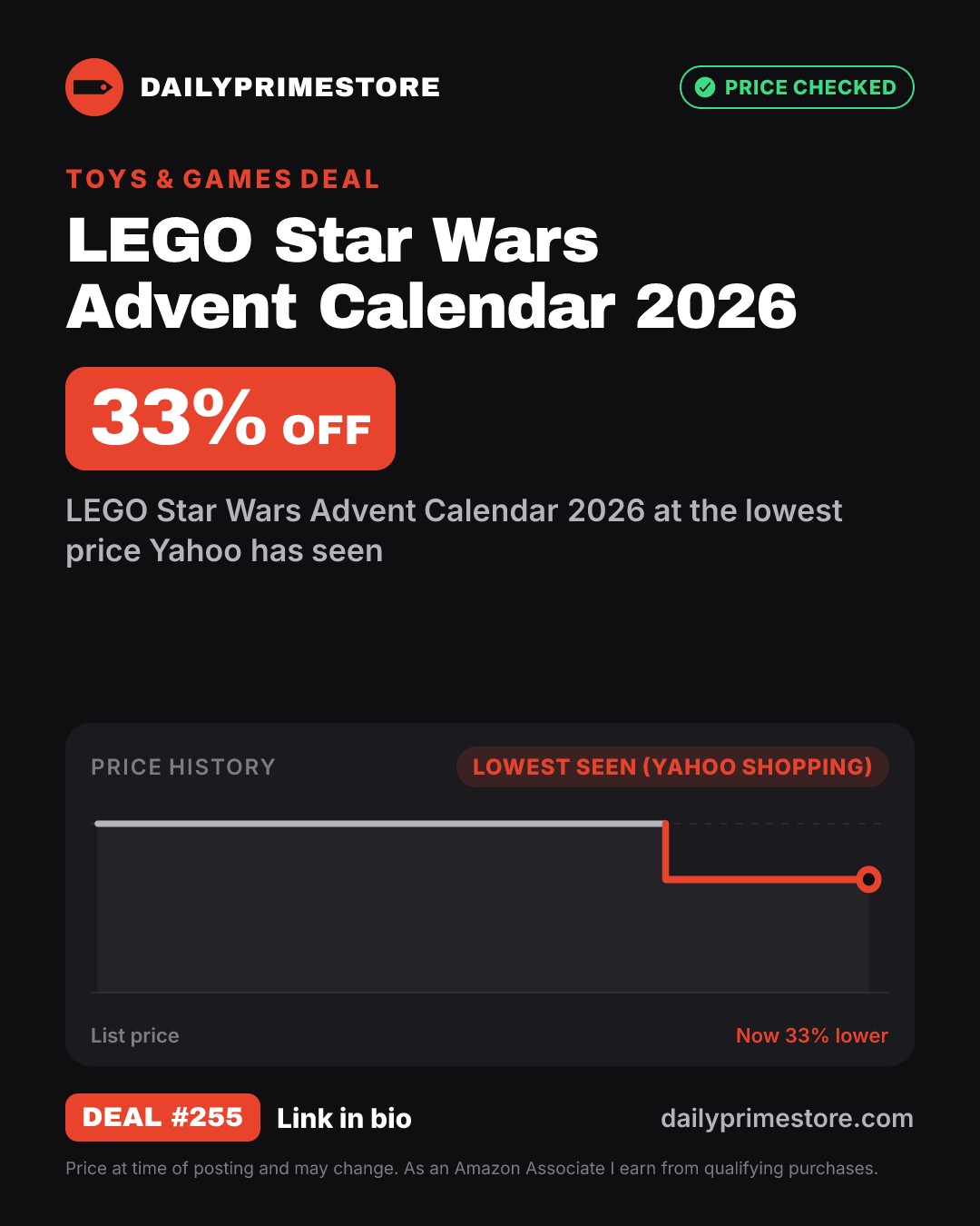 33% off: LEGO Star Wars Advent Calendar 2026