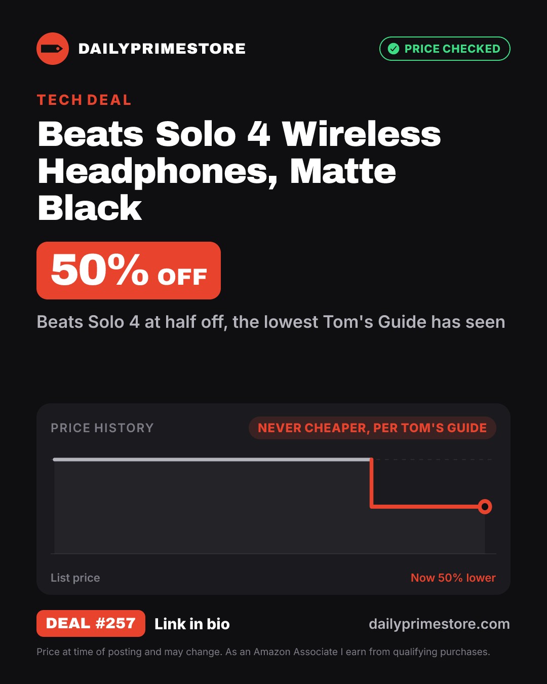 50% off: Beats Solo 4 Wireless Headphones, Matte Black
