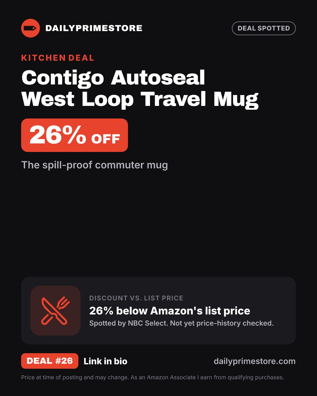 26% off: Contigo Autoseal West Loop Travel Mug