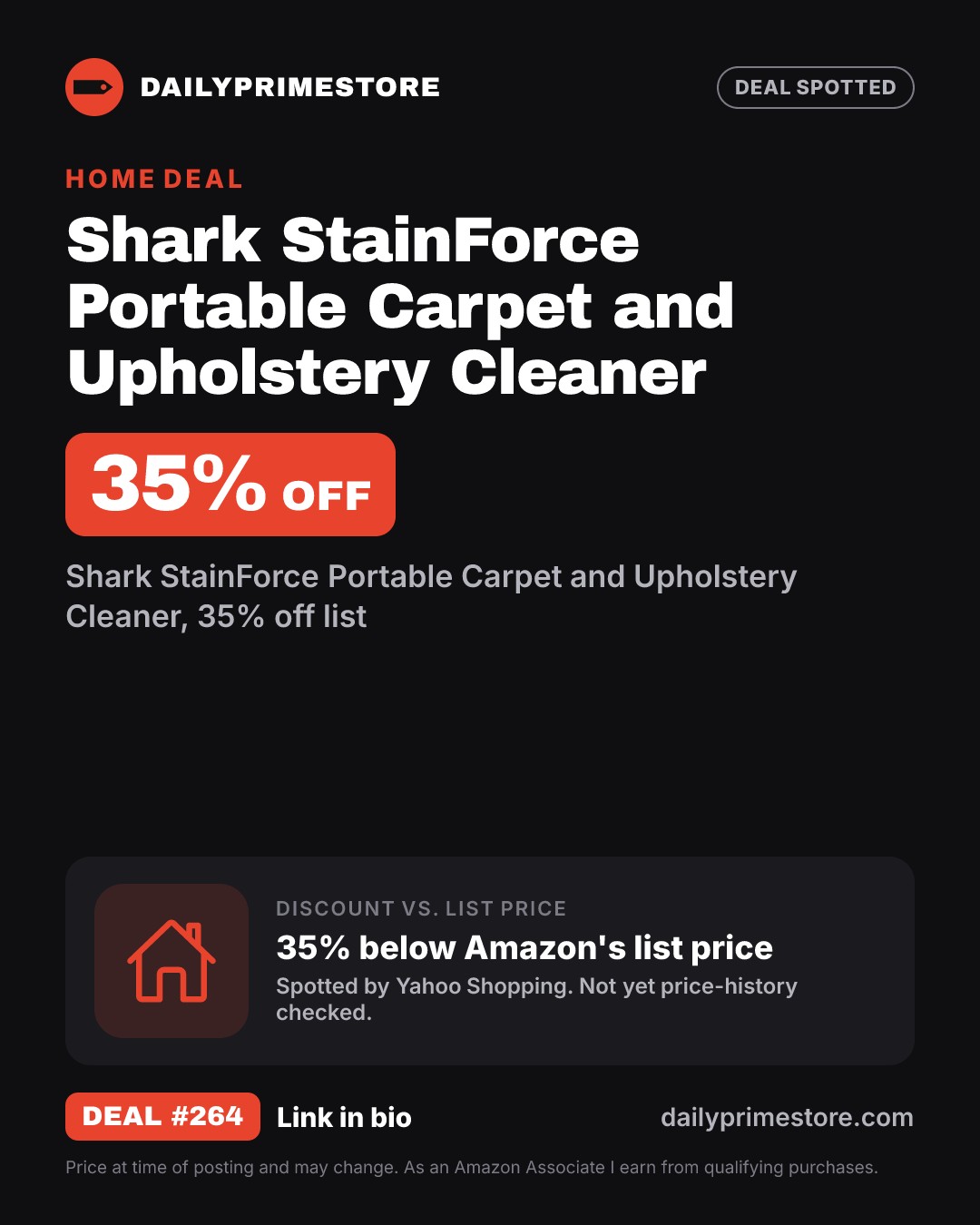 35% off: Shark StainForce Portable Carpet and Upholstery Cleaner