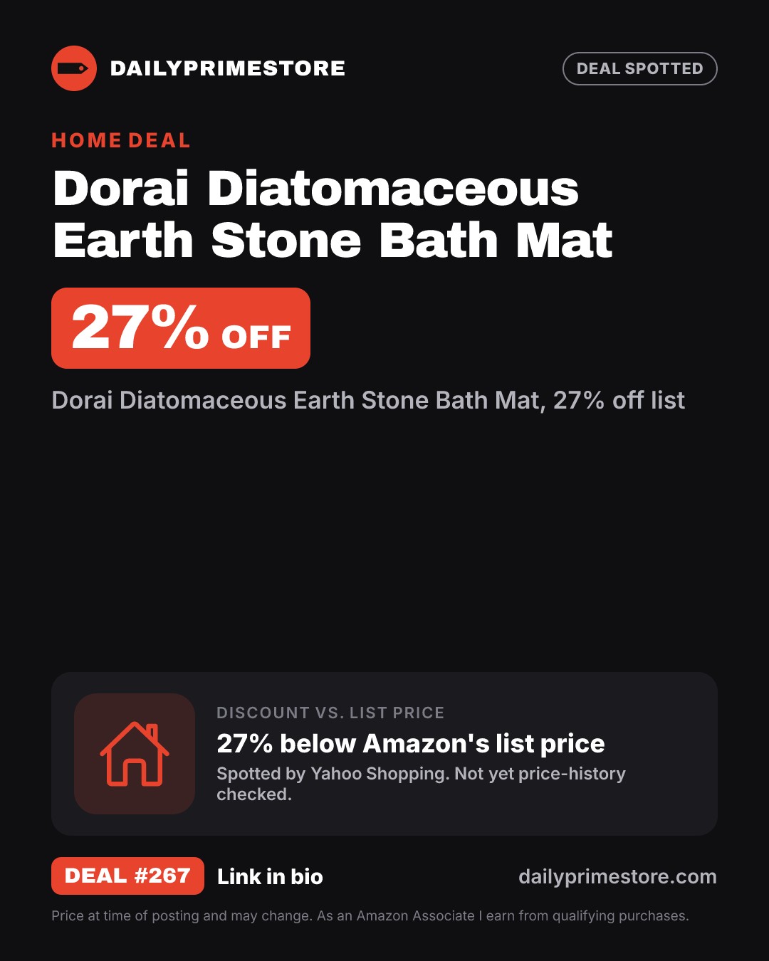 27% off: Dorai Diatomaceous Earth Stone Bath Mat
