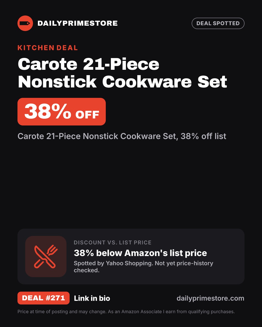38% off: Carote 21-Piece Nonstick Cookware Set