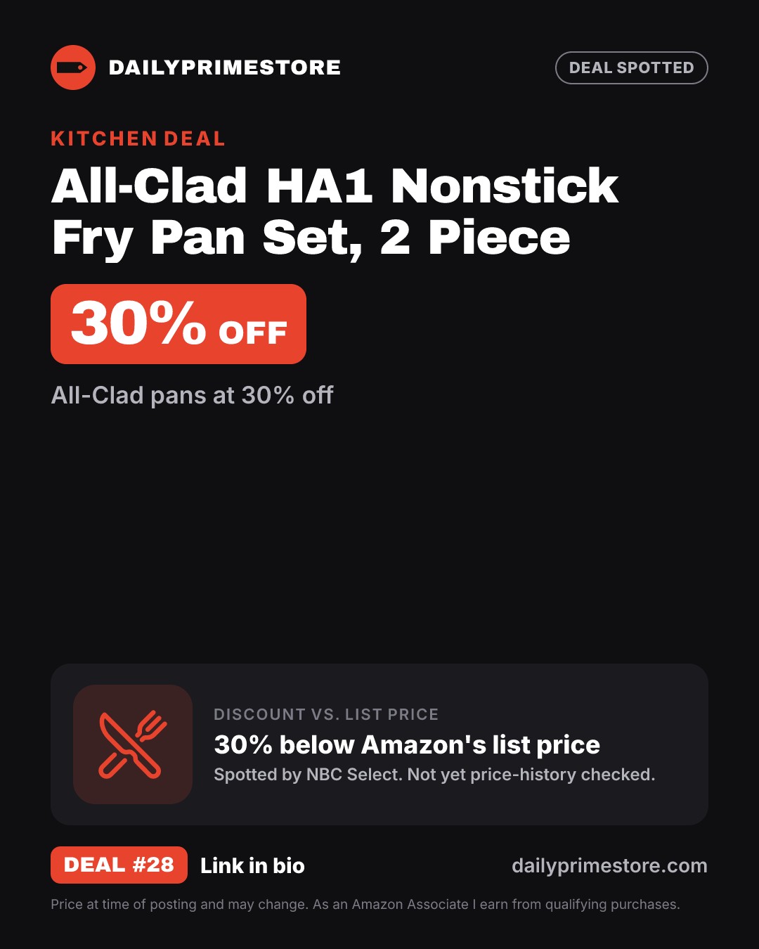 30% off: All-Clad HA1 Nonstick Fry Pan Set, 2 Piece