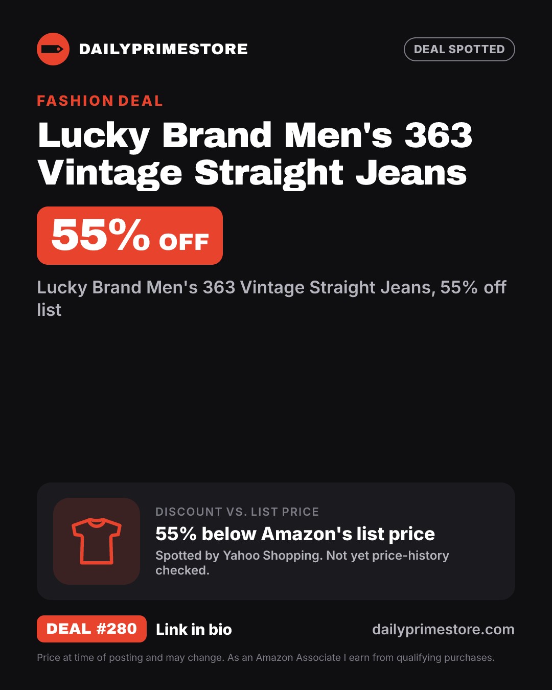 55% off: Lucky Brand Men's 363 Vintage Straight Jeans