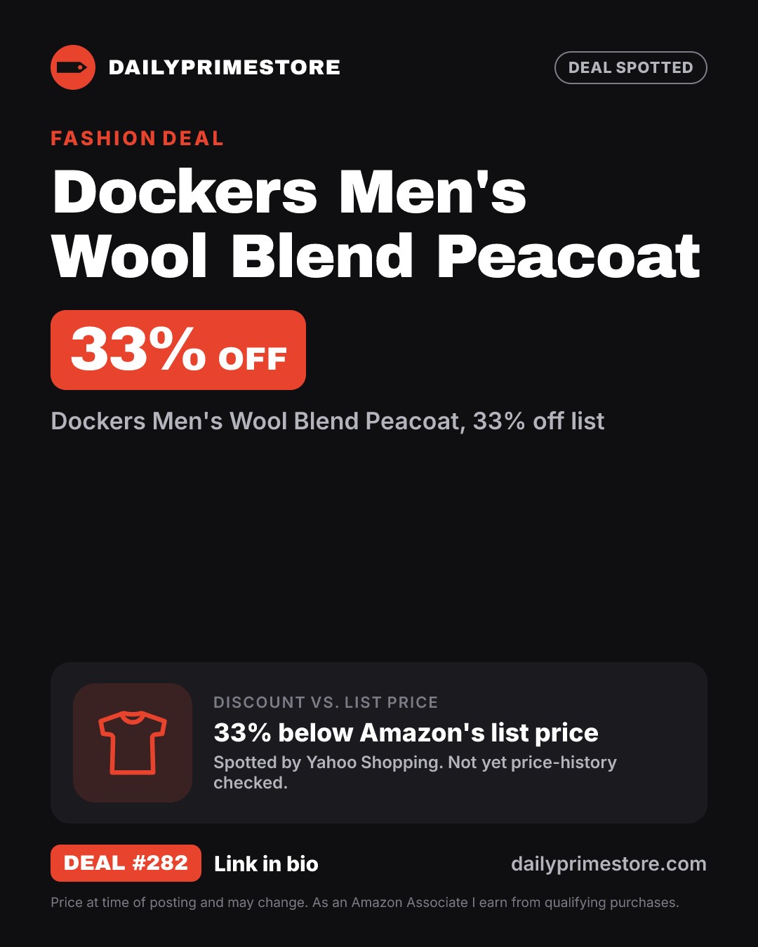 33% off: Dockers Men's Wool Blend Peacoat
