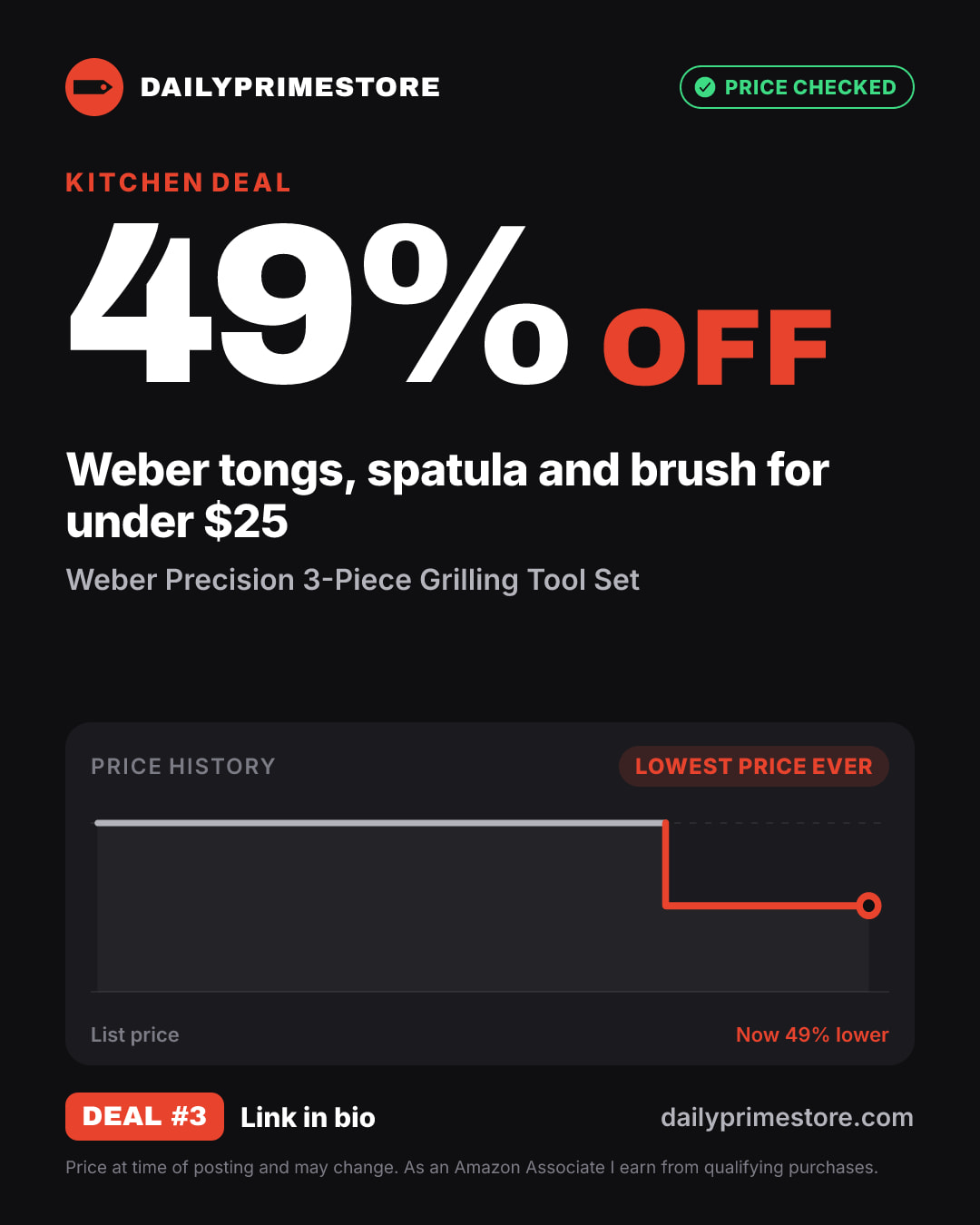 49% off: Weber Precision 3-Piece Grilling Tool Set