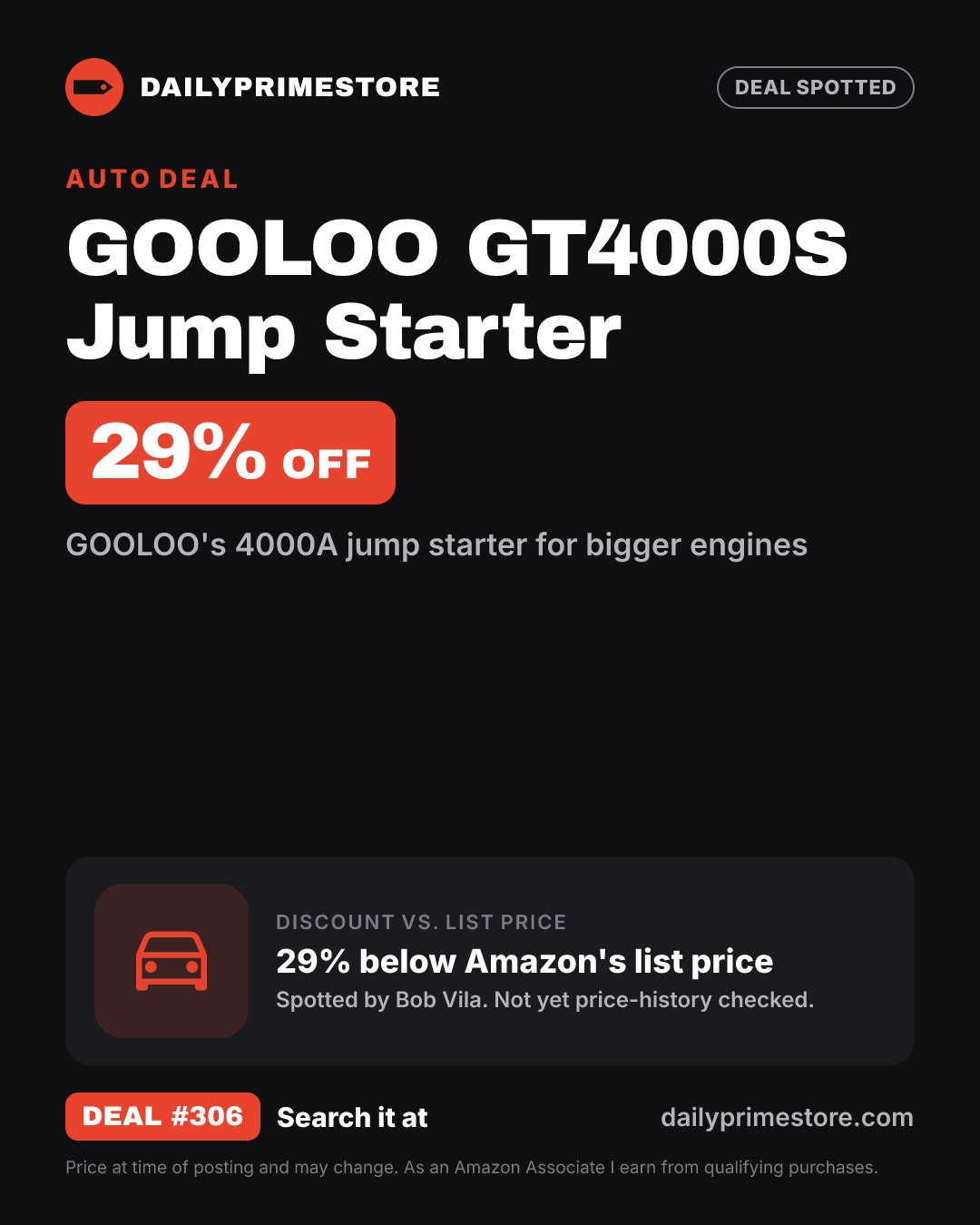 29% off: GOOLOO GT4000S Jump Starter