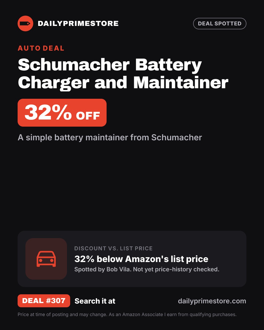 32% off: Schumacher Battery Charger and Maintainer
