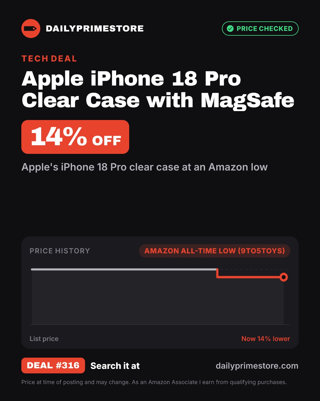 14% off: Apple iPhone 18 Pro Clear Case with MagSafe