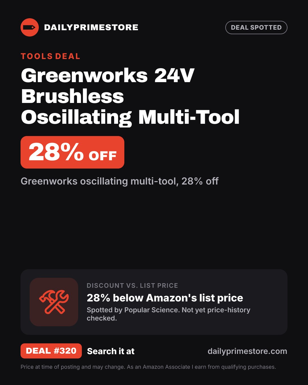 28% off: Greenworks 24V Brushless Oscillating Multi-Tool