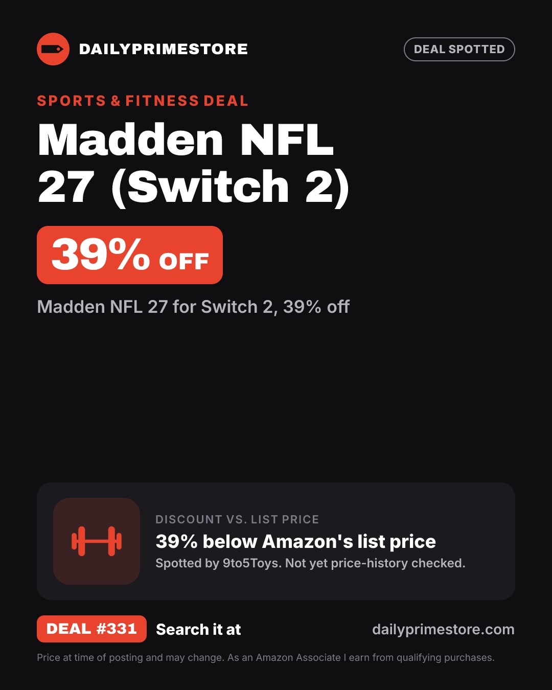 39% off: Madden NFL 27 (Switch 2)